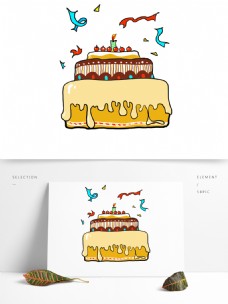 生日蛋糕生日礼物扁平化卡通