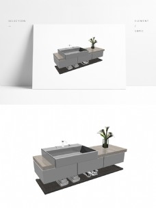 浴室柜设计模型3d