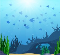 创意风景创意海底世界鱼群风景