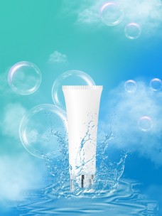 商品美容美妆洗面产品简约大气气泡背景