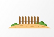 卡通草地栏杆木材围栏栅栏元素