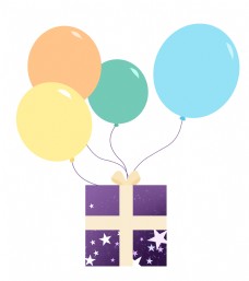浮球紫色礼物盒气球