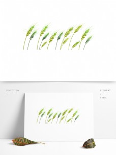 手绘绿色麦子卡通透明素材