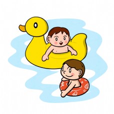 儿童游戏卡通夏季儿童游泳嬉戏png透明底