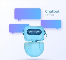 蓝天蓝色聊天机器人和对话框