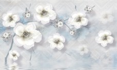 手绘花朵小白花背景