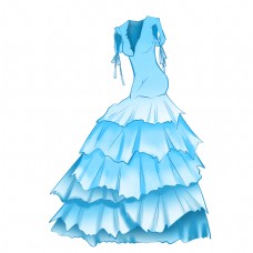 蓝色婚纱裙子