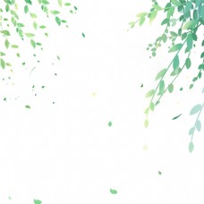 绿树卡通绿色垂下来的树枝子免扣图