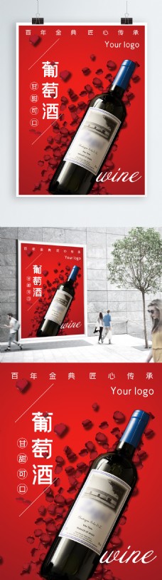 高端大气葡萄酒海报
