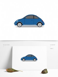 创意设计创意矢量手绘交通工具蓝色汽车素材设计元素
