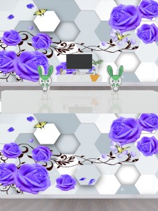 时尚3D玫瑰花朵背景墙