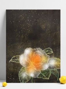 特色植物复古风黄色玫瑰独特透明感插画背景