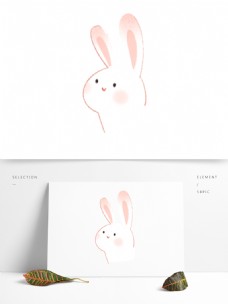 小可爱白色可爱卡通小兔子png元素