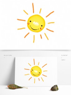 脸手手绘卡通笑脸太阳设计元素