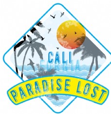 度假椰树海滩太阳T恤印花