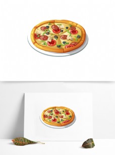 美食精选原创手绘精选美食披萨