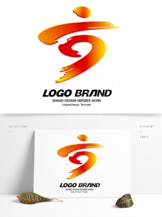 中国风设计中国风矢量红黄运动会LOGO公司标志设计