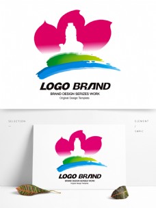 设计公司简约现代蓝绿粉荷花LOGO公司标志设计
