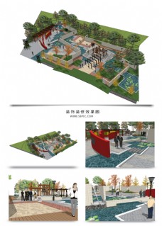 草图大师模型公园景观规划SU透视模型