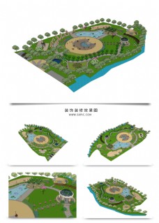 草图大师模型园林景观SU透视模型
