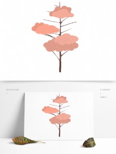 小清新粉色手绘树