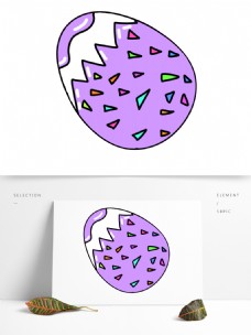 紫色手绘卡通节日彩蛋元素