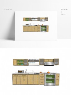 一组厨房橱柜模型