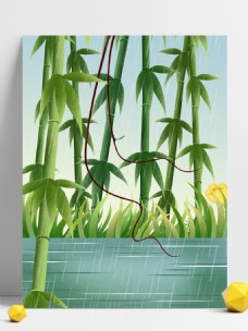 手绘端午节竹子背景素材