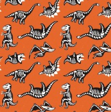 四方连续底纹恐龙骨骼涂鸦儿童画