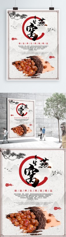 中国风养生食品补品燕窝美食海报