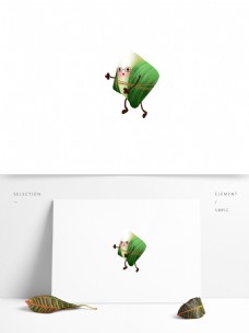 创意Q萌走路的粽子卡通设计