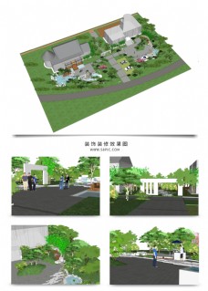 建筑方案建筑区景观规划方案SU模型