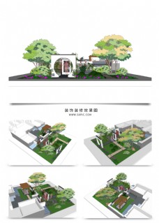 草图大师模型别墅景观园林规划SU模型