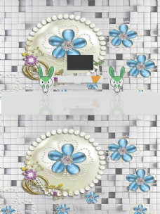 现代简约时尚浮雕花朵背景墙