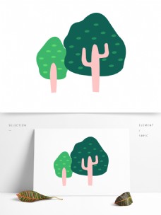 手绘冬季树木卡通透明素材