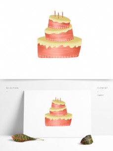 卡通手绘一个生日蛋糕设计元素