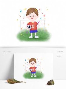 儿童节足球比赛小男孩可爱卡通手绘元素