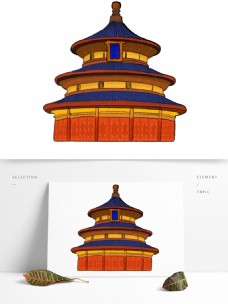 中国旅游日旅游景点天坛祈年殿卡通创意手绘