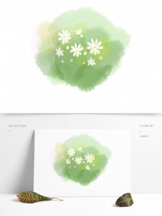 小清新手绘植物白花小雏菊