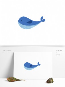 小清新手绘可爱海洋动物鲸鱼