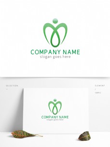 绿色人形字母创意广告人logo