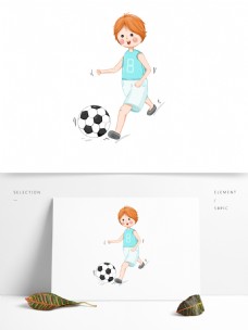 儿童节踢足球的儿童运动手绘插画