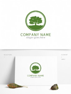 绿树绿色圆形树木餐饮logo