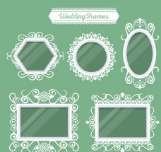 PSD花纹55款白色花纹婚礼镜框矢量图