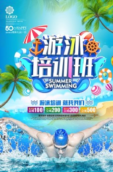 儿童节宣传游泳培训班海报