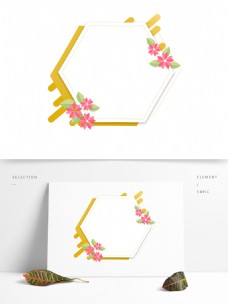 花卉边框手绘折纸花卉植物卡通边框对话框