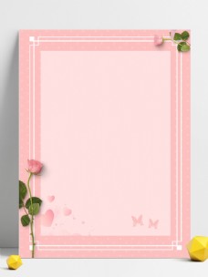 边框背景粉色玫瑰花瓣边框520背景设计
