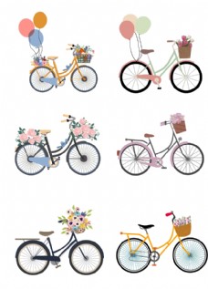 文艺手绘自行车设计素材