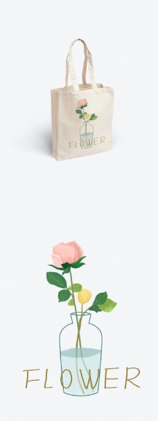 小清新玫瑰花花朵植物帆布包包装