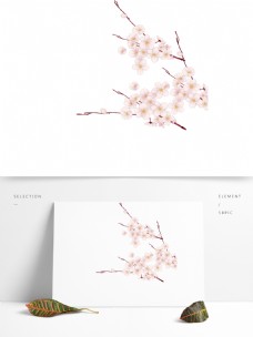 粉色花枝图案元素